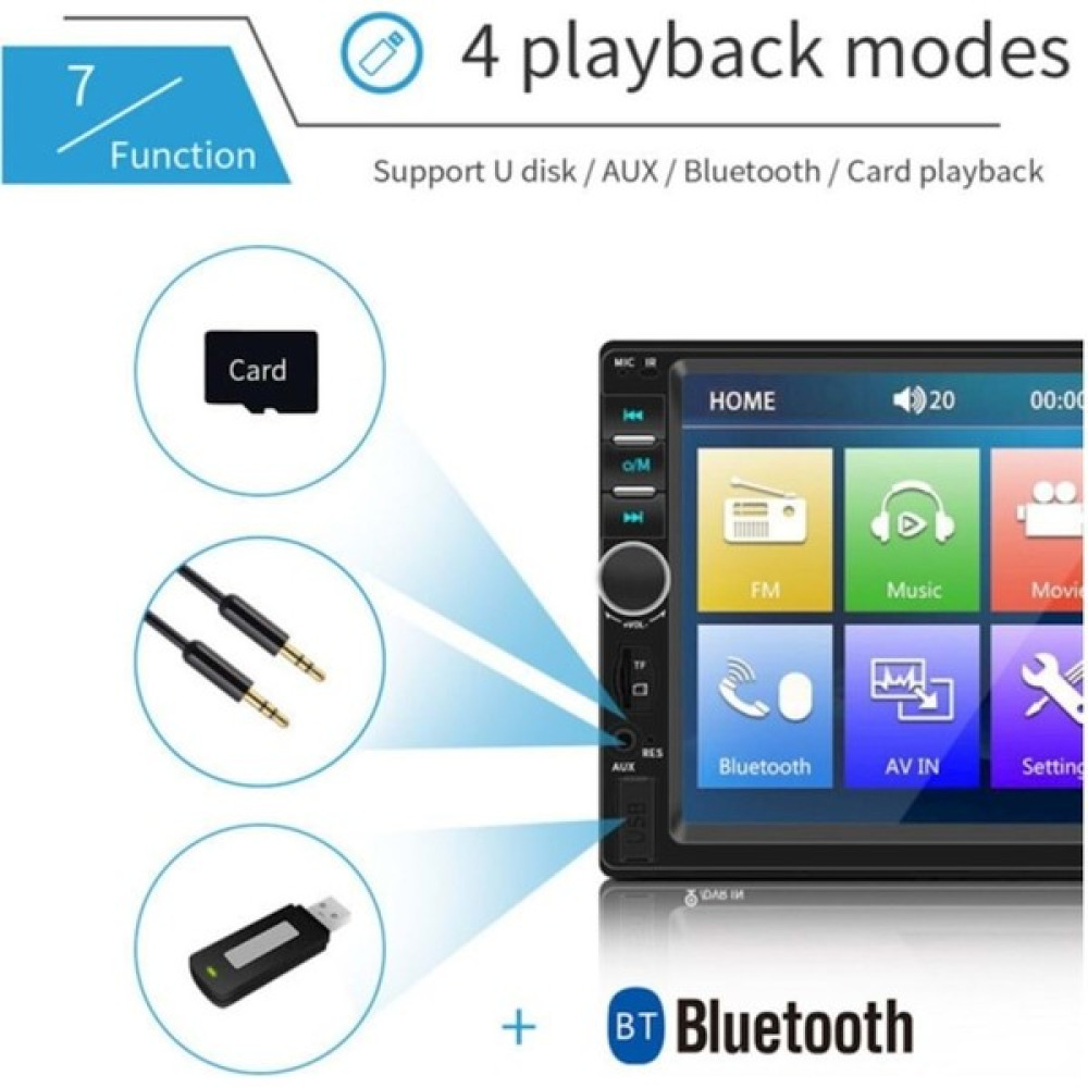 JBM Oto Teyp 7" Hd 1080P 3V 52WX4 Usb/aux 2 Dın Radyo Çalar Bas / Tiz Ayarlı Double Teyp Jbm MJ-905 Oto Teypleri Fiyatı