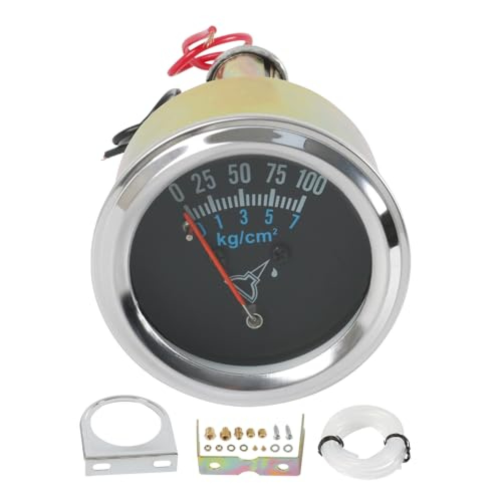 JDMSPEED 7-153 Oil Pressure Gauge Kit 0-100 PSI Universal Fit 12V DC Chrome Black