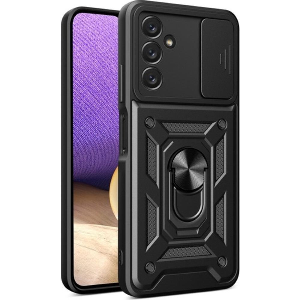 Jeaks Samsung Galaxy A14 Kılıf Kamera Korumalı Sürgülü Yüzüklü Armor Military Tank Koruyucu Kapak - Siyah Cep Telefonu Kılıfı Fiyatı