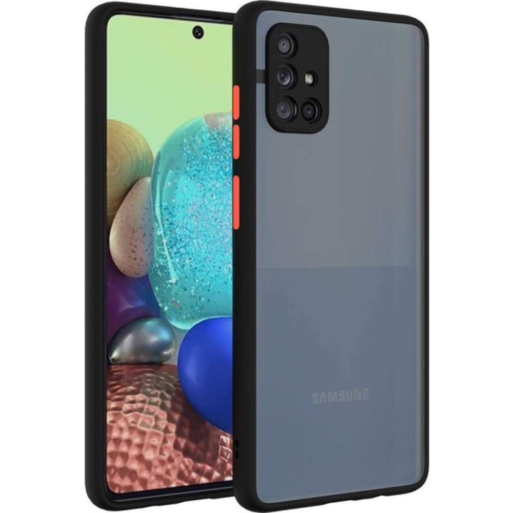 Jeaks Samsung Galaxy A71 Kılıf Buzlu Mat Parmak Izi Yapmaz Kamera Korumalı Renkli Tuşlu Kapak Hux - Siyah Cep Telefonu Kılıfı Fiyatı