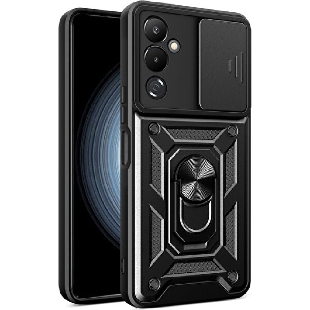 Jeaks Tecno Pova 4 Pro Kılıf Kamera Korumalı Sürgülü Yüzüklü Armor Military Tank Koruyucu Kapak - Siyah Cep Telefonu Kılıfı Fiyatı