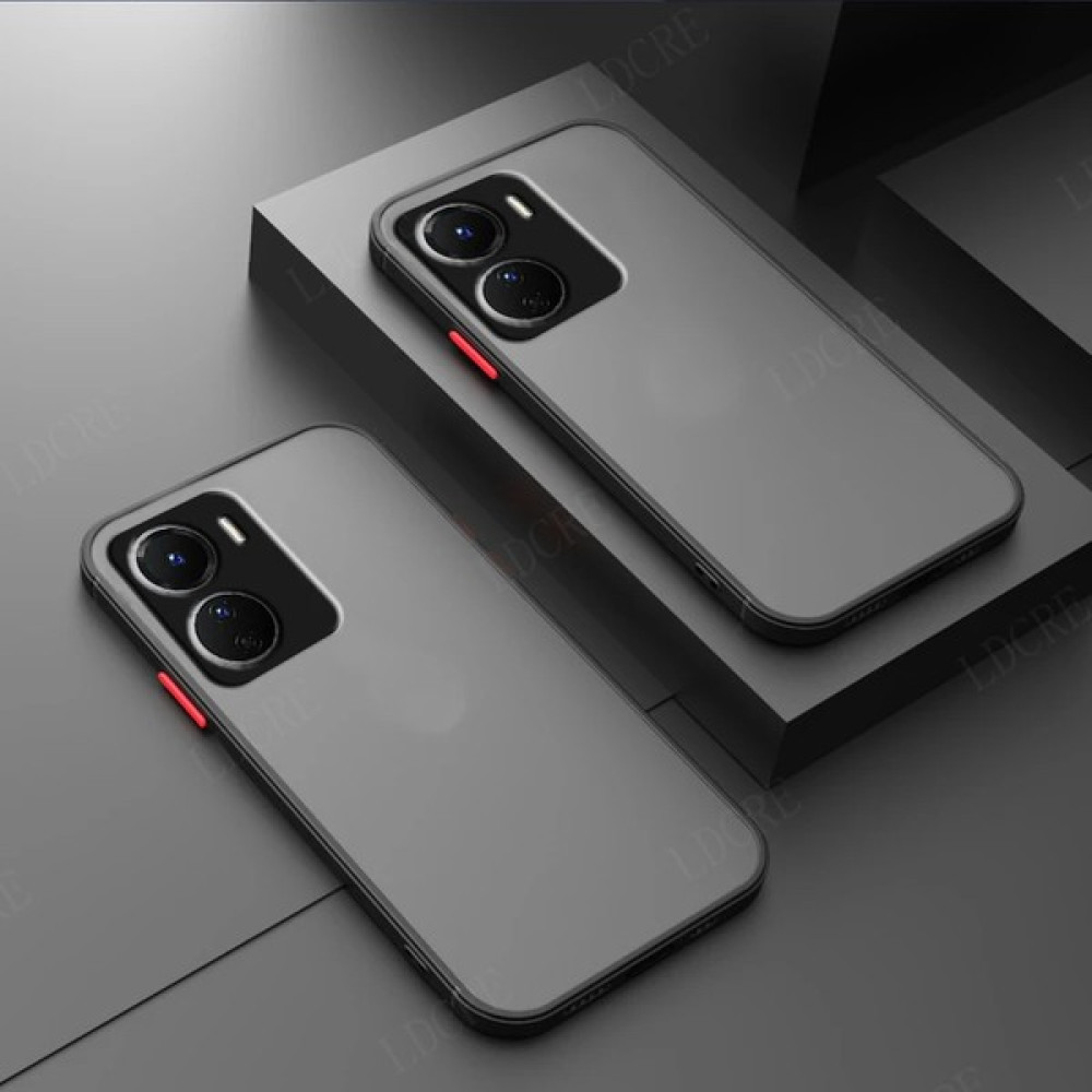 Jeaks Vivo Y16 Kılıf Buzlu Mat Parmak Izi Yapmaz Kamera Korumalı Renkli Tuşlu Kapak Hux - Siyah Cep Telefonu Kılıfı Fiyatı
