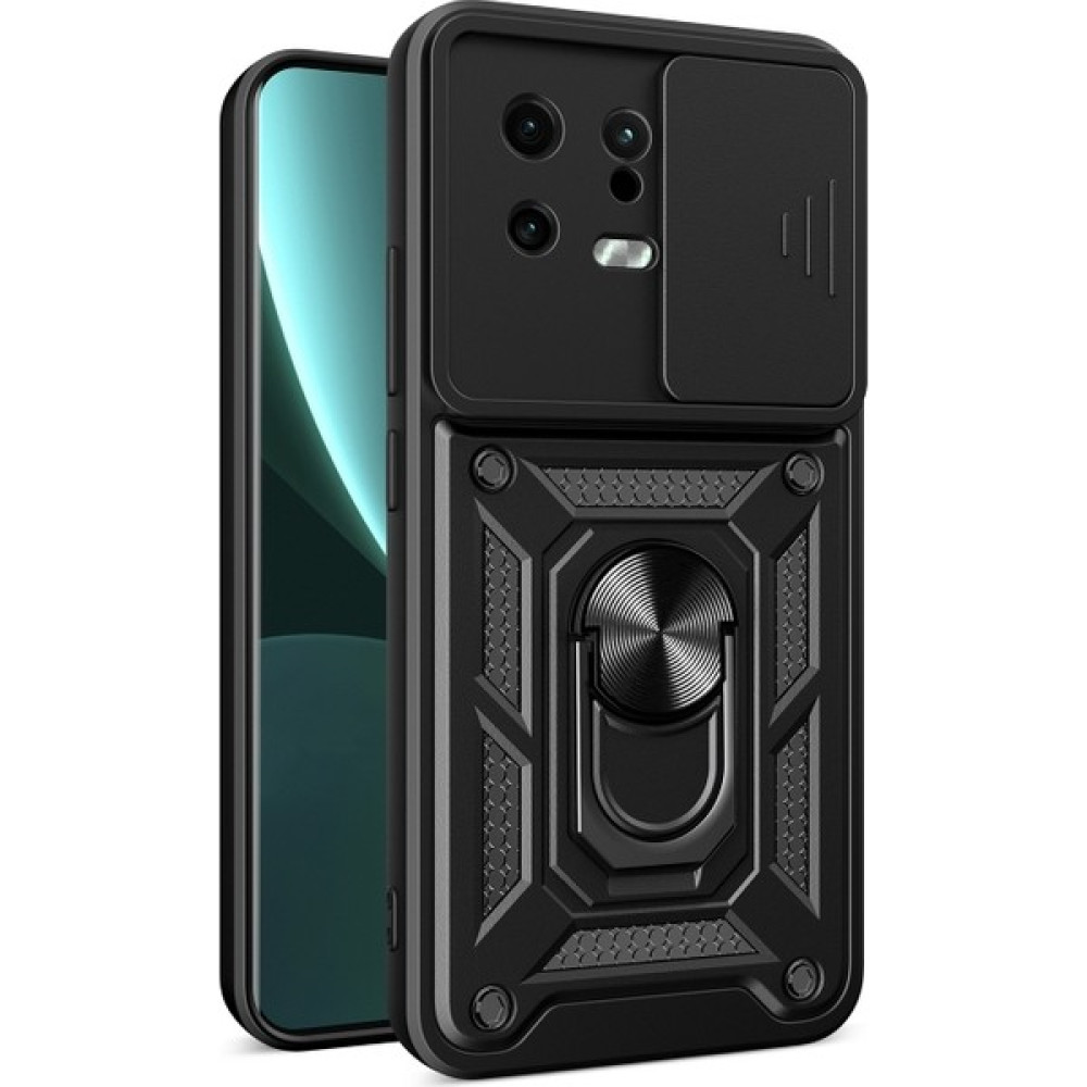 Jeaks Xiaomi Mi 13 Kılıf Kamera Korumalı Sürgülü Yüzüklü Armor Military Tank Koruyucu Kapak - Siyah Cep Telefonu Kılıfı Fiyatı
