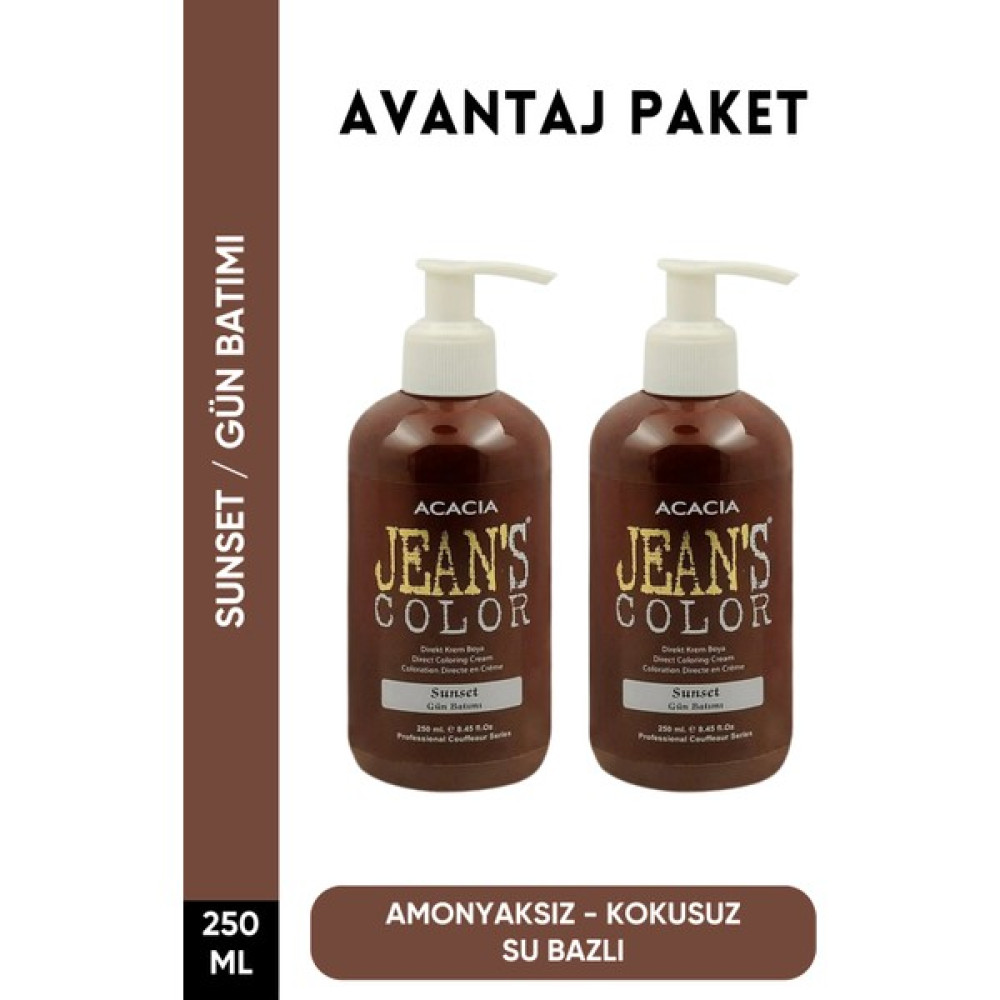 JEAN'S COLOR Amonyaksız Gün Batımı Renkli Saç Boyası 250 ml X2 Adet Kokusuz Su Bazlı Sunset Hair Dye Saç Boyası Fiyatı