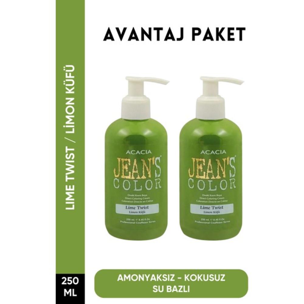 JEAN'S COLOR Amonyaksız Limon Küfü Renkli Saç Boyası 250 ml X2 Adet Kokusuz Su Bazlı Lime Twist Hair Dye Saç Boyası Fiyatı