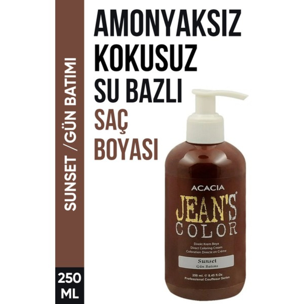 JEAN'S COLOR Jean’s Color Amonyaksız Gün Batımı Renkli Saç Boyası 250 ml Kokusuz Su Bazlı Sunset Hair Dye Saç Boyası Fiyatı