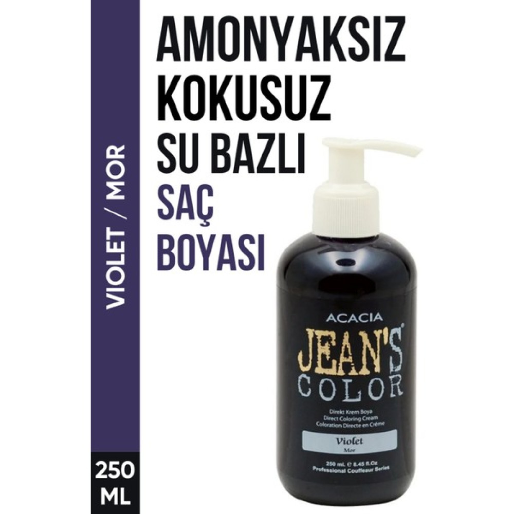 JEAN'S COLOR Jean’s Color Amonyaksız Mor Renkli Saç Boyası 250 ml Kokusuz Su Bazlı Violet Hair Dye Saç Boyası Fiyatı