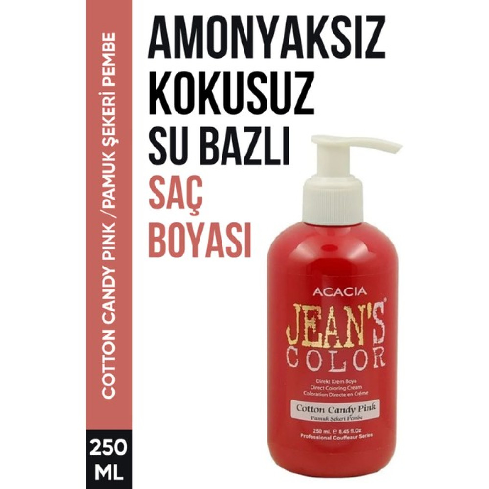 JEAN'S COLOR Jean’s Color Amonyaksız Pamuk Şekeri Pembe Renkli Saç Boyası 250 ml Kokusuz Su Bazlı Salmon Cotton Candy Hair Dye Saç Boyası Fiyatı