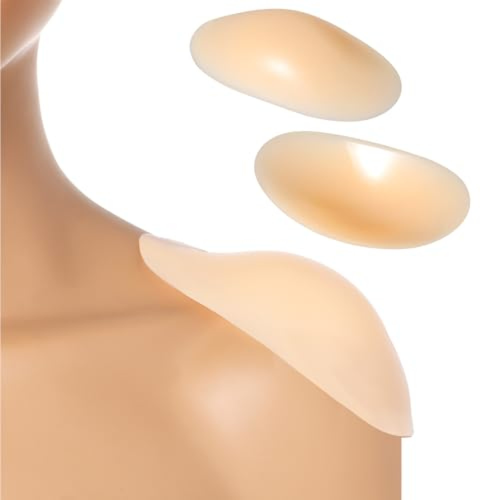 Jeffdad Shoulder Pads, Silicone Shoulder Anti-Slip Pads Invisible Breathable Push-Up Shoulder Pads Reusable Sponge Pads for Women Clothing (1 Pairs)