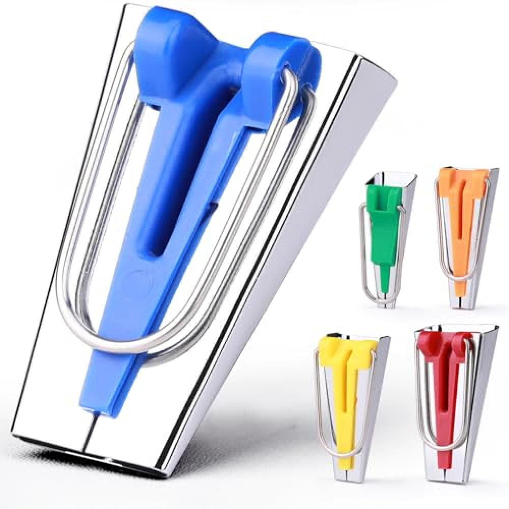 Jeimier 5 Sizes Bias Tape Makers, Upgraded Bias Binding Tape Making Tool for Fabric Quilting Sewing, Quickly Customize, Solidly Bias Quilting Tool, 1/4IN 3/8IN 1/2IN 3/4IN 1IN