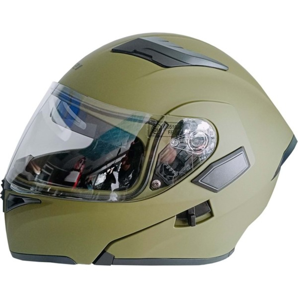 Jekai Jk-20 115 Modeli Güneş Vizörlü Çeneden Açılır Kask - Haki Yeşil - L - Mat Siyah - M Motorsiklet Kaskları Fiyatı