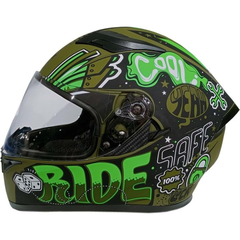Jekai Jk-21 316 Model Güneş Vizörlü Kapalı Kask - Yeşil Desenli - S Motorsiklet Kaskları Fiyatı