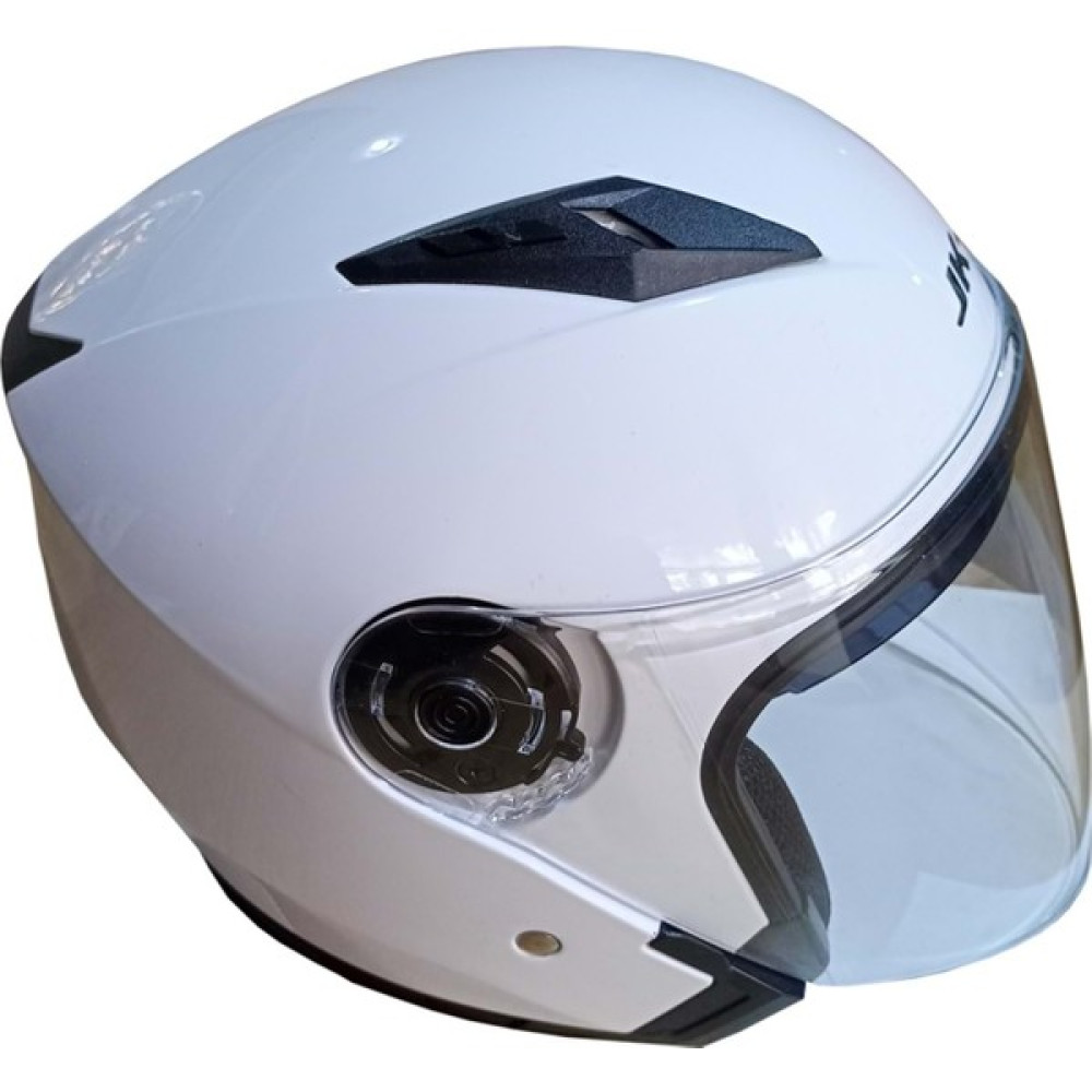 Jekai Jk-21 512 Model Güneş Vizörlü Yarım Kask - Beyaz - M - Mat Siyah Motorsiklet Kaskları Fiyatı