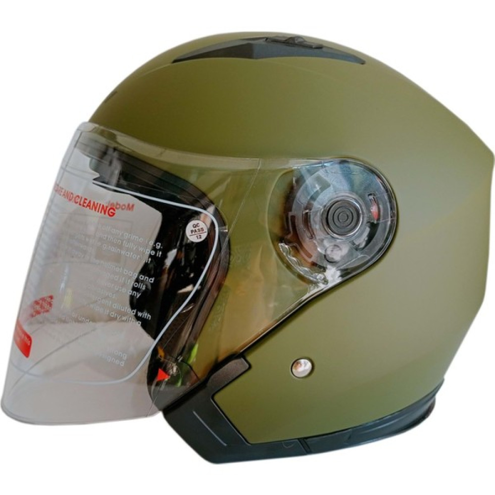 Jekai Jk-21 512 Model Güneş Vizörlü Yarım Kask - Haki Yeşil - L - Mat Siyah Motorsiklet Kaskları Fiyatı