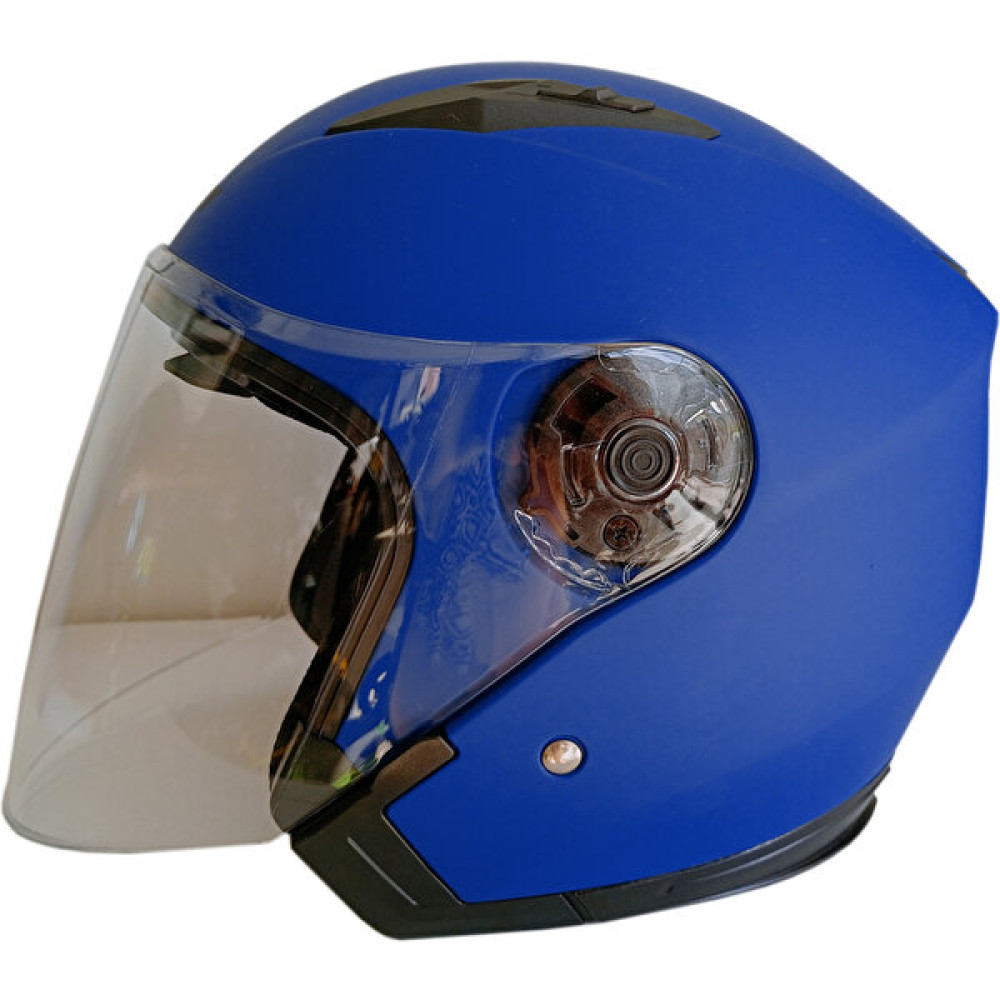Jekai Jk-21 512 Model Güneş Vizörlü Yarım Kask - Mavi - L - Mat Siyah Motorsiklet Kaskları Fiyatı