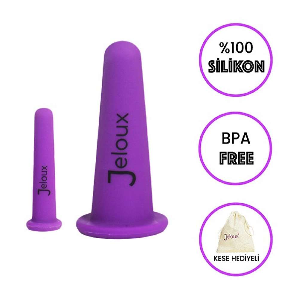 Jeloux Vakumlu Yüz Masaj Kupası 2'li Set Facial Cupping Yüz, Boyun, Göz/Dudak Çevresi - Mor Masaj Cihazları Fiyatı