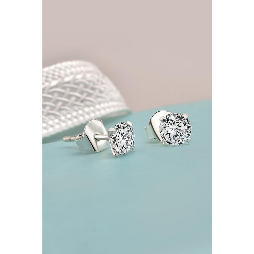 jelux silver 925 Ayar Gümüş 4mm Tek Zirkon Taşlı Çivili Küpe Gümüş Küpe Fiyatı