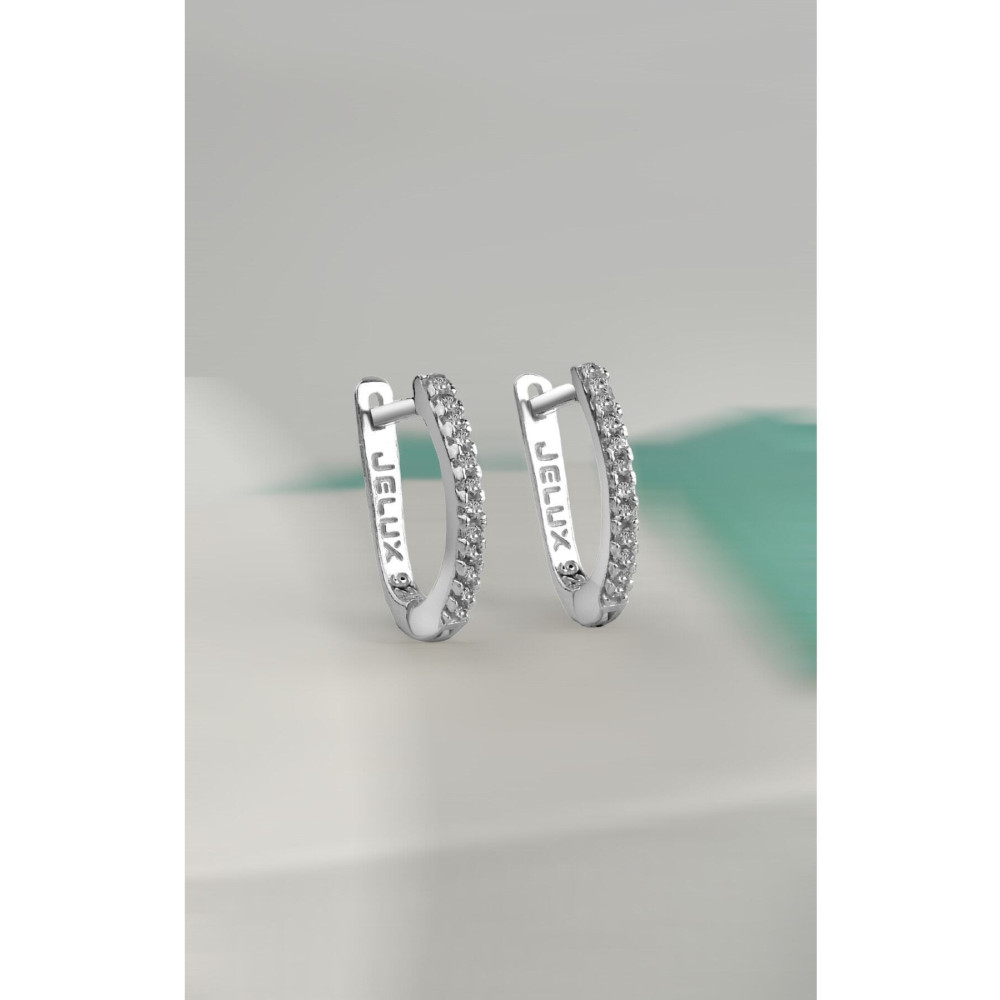 jelux silver 925 Ayar Gümüş Yarım Tur Su Yolu Zirkon Taşlı Küpe Gümüş Küpe Fiyatı