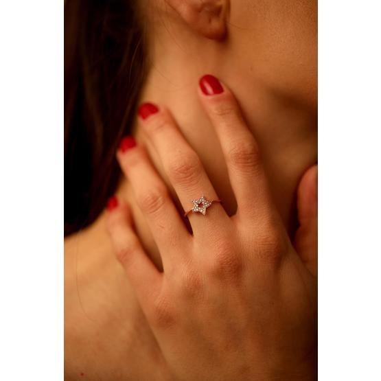 Jelux Silver Yıldız Model Zirkon Taşlı Rose Gümüş Yüzük
