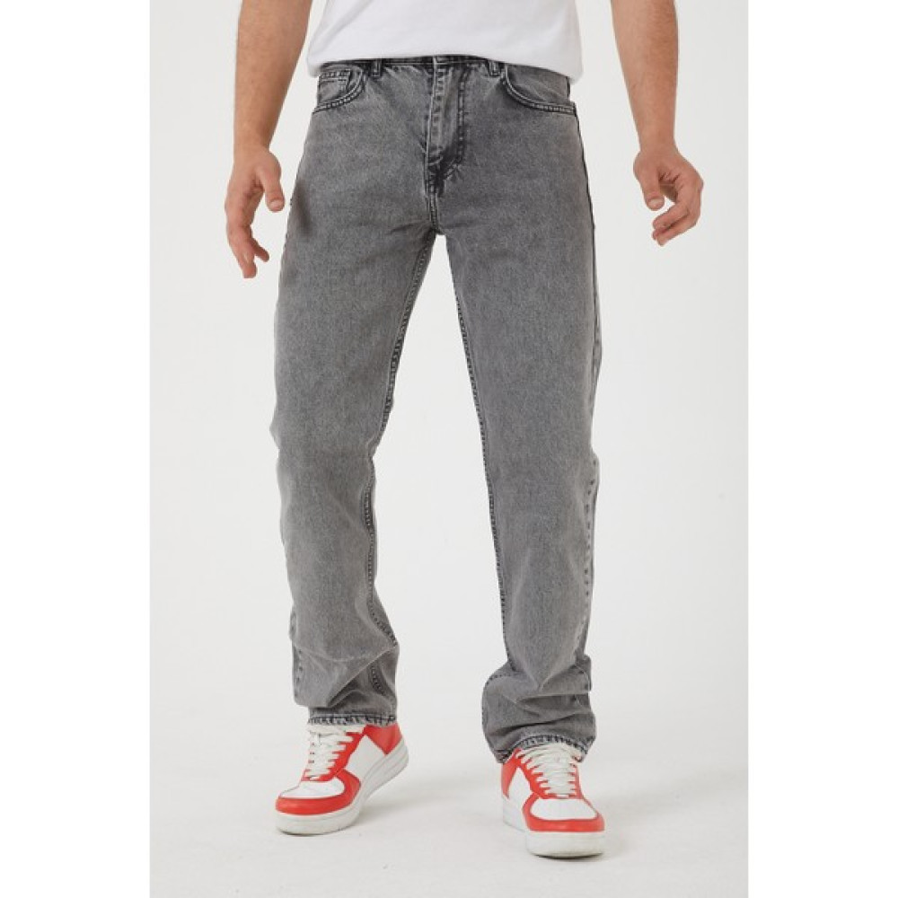 Jenalli Erkek Açık Gri Baggy Düz Bol Kesim Kot Pantolon Erkek Jeans / Kot Pantolon Fiyatı