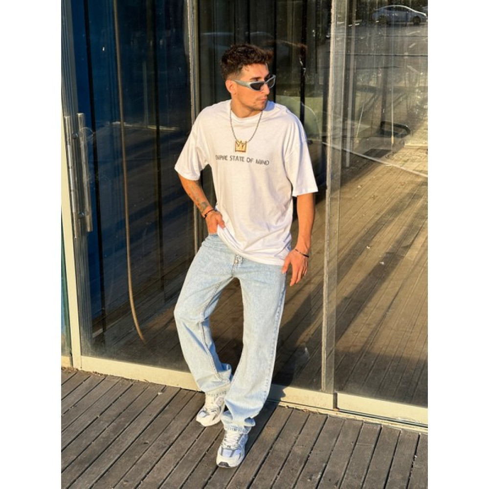 Jenalli Erkek Açık Mavi Baggy Düz Bol Kesim Boru Paça Kot Pantolon Erkek Jeans / Kot Pantolon Fiyatı