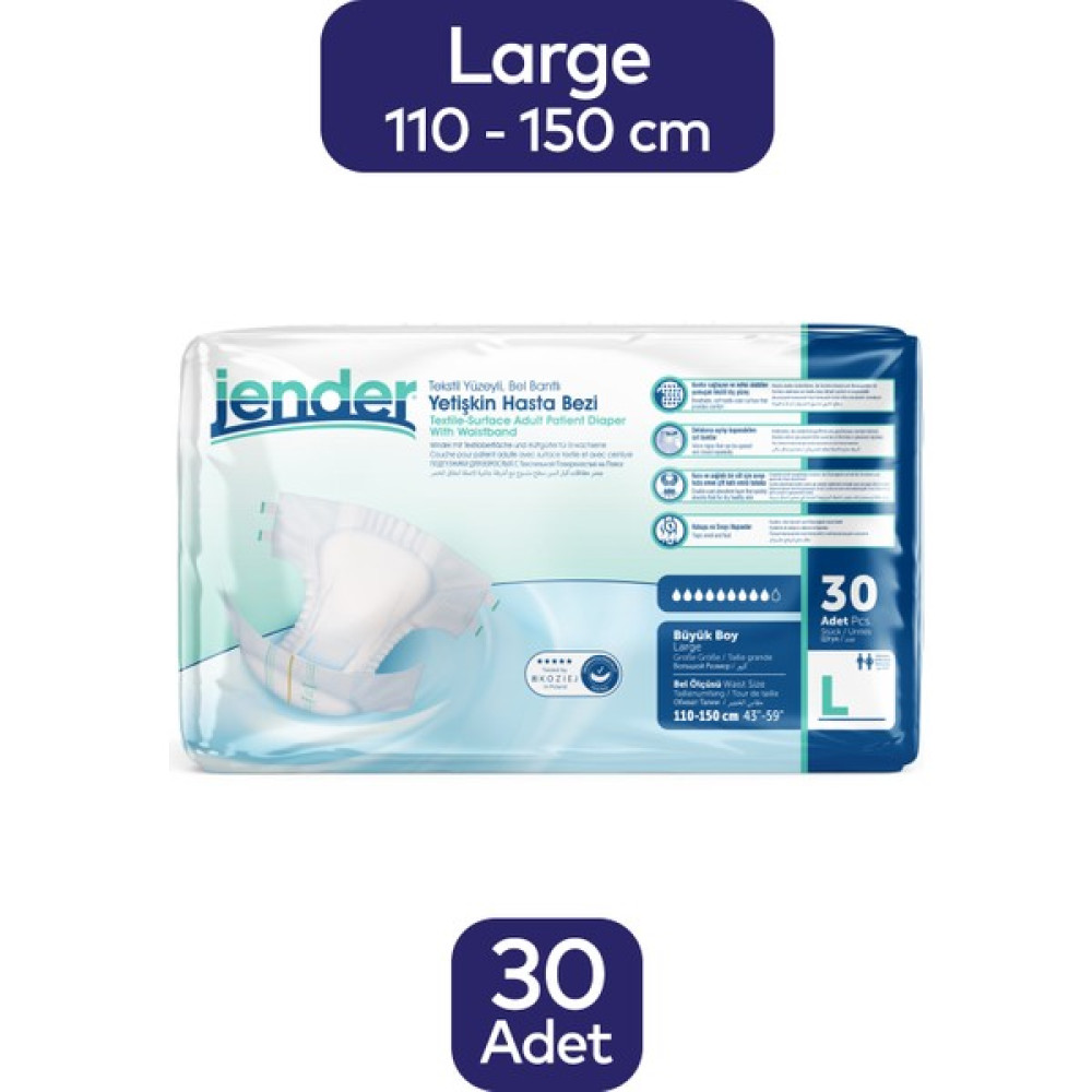 Jender Belbantlı Hasta Bezi Büyük Boy 30 Adet - L - Beyaz Hasta Bezleri ve Temizliği Fiyatı