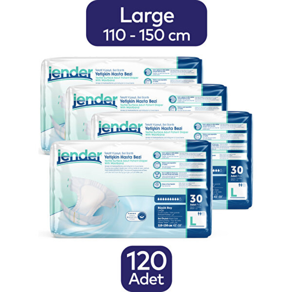 Jender Belbantlı Hasta Bezi Büyük Boy - Large 120 Adet 4 Paket - L Hasta Bezleri ve Temizliği Fiyatı