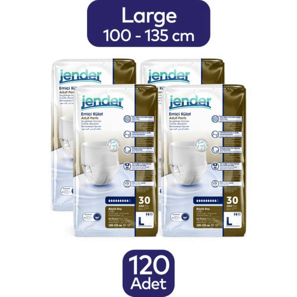Jender Emici Külot Large 120 Adet 30'luk 4 Paket Hasta Bezleri ve Temizliği Fiyatı