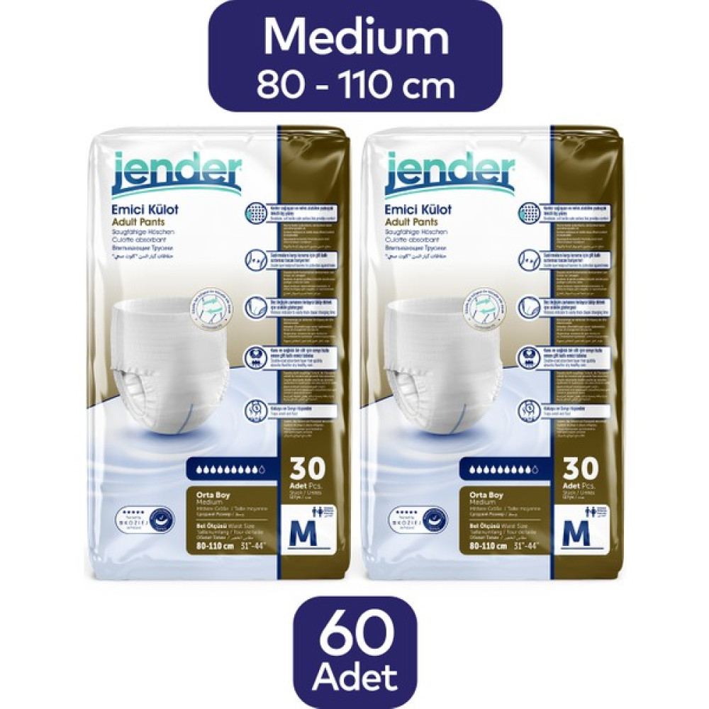 Jender Emici Külot Medium Orta Boy 30'lu 2 Paket 60 Adet Hasta Bezleri ve Temizliği Fiyatı