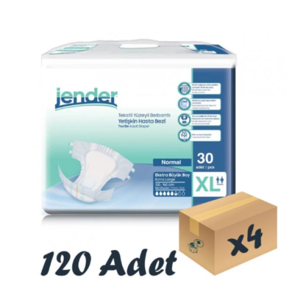 Jender Tekstil Yuzeyli Bel Bantli Yetiskin Hasta Bezi Xlarge 30Lu 4 Paket 120 Adet Hasta Bezleri ve Temizliği Fiyatı