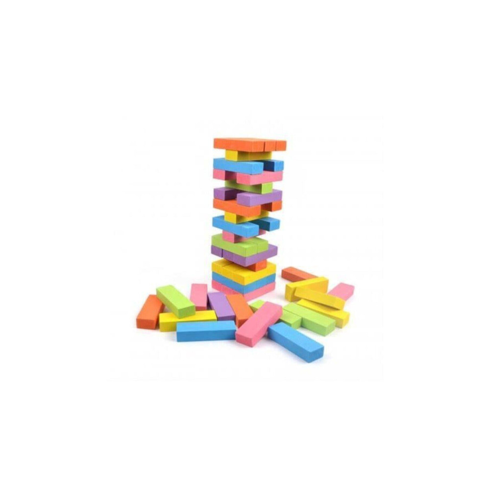 Jenga Renkli Büyük Boy Doğal Ahşap Denge Oyunu Kule Oyunu 54 Parça Renkli Oyun Takımları Fiyatı