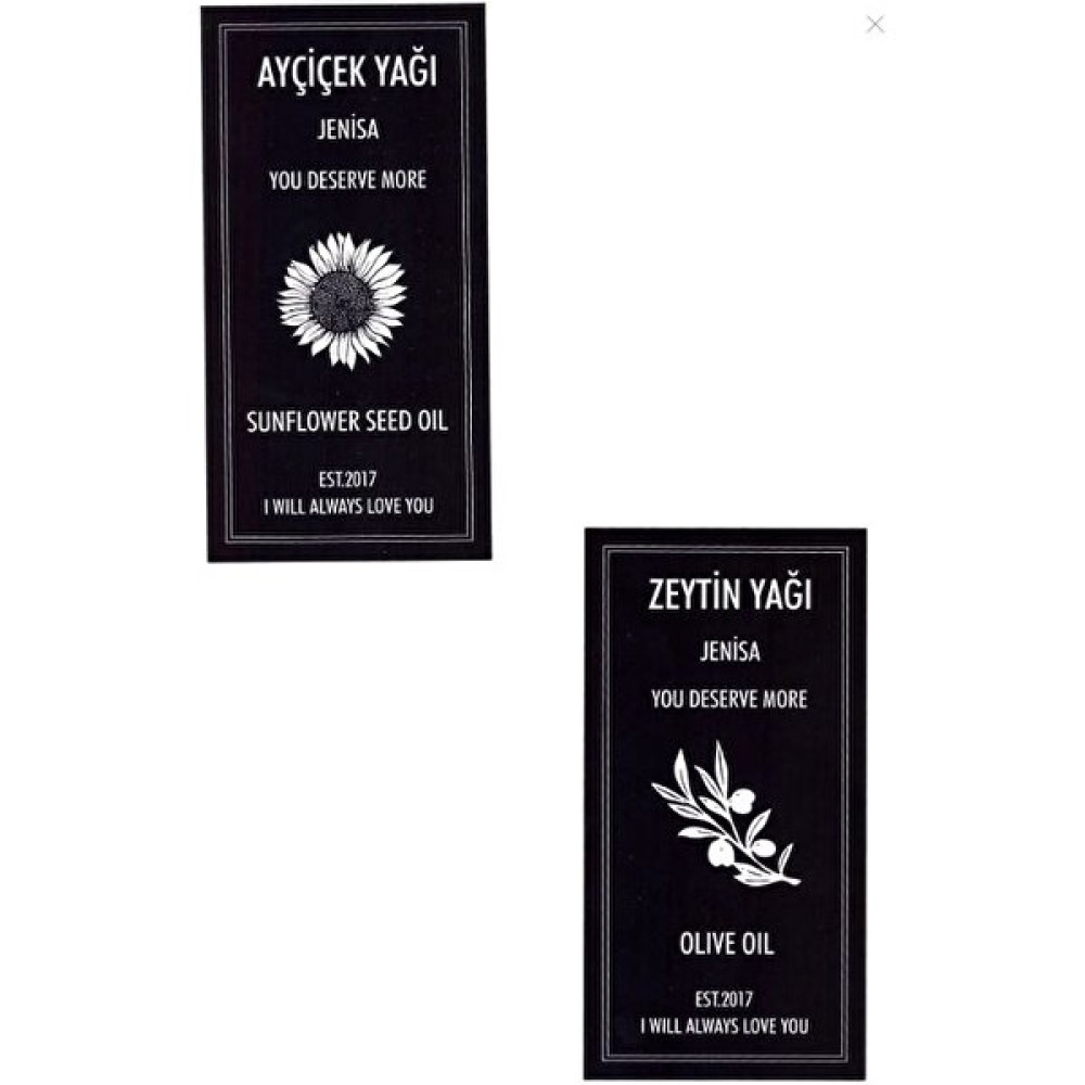 Jenisa 2 Adet Yağdanlık Yağlık Sticker Ayçiçek Zeytinyağı Siyah Etiket Eşya Saklama Kutusu Fiyatı
