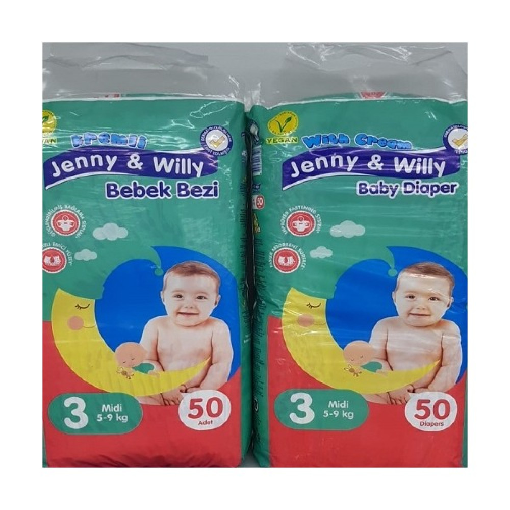 Jenny & Willy Bebek Bezi Jenny & Will 5-9 kg Midi (50*2) 100 Lü Paket - 3 Oto Boyaları Fiyatı