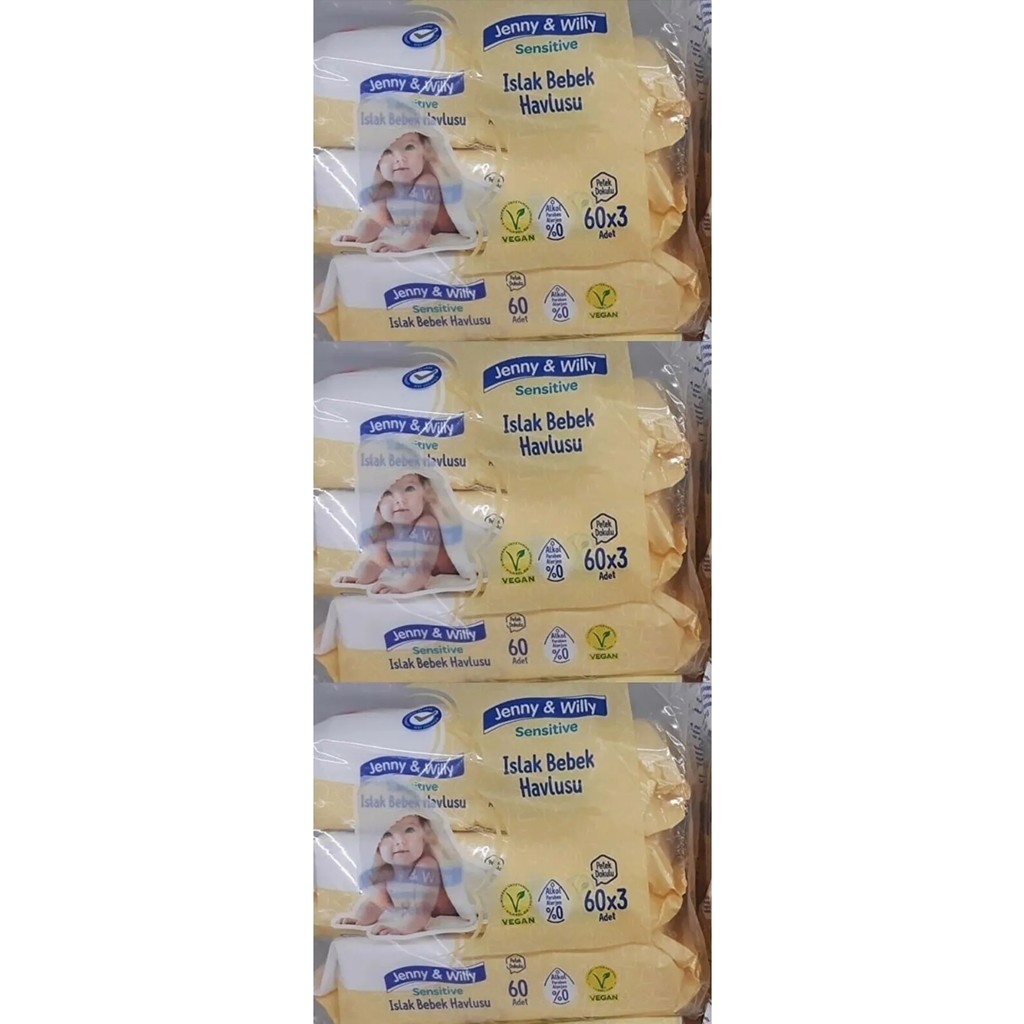 Jenny & Willy Sensitive Islak Bebek Havlusu 60X3 - 3 Adet 3 Lü Paket Bebek Havlusu Fiyatı