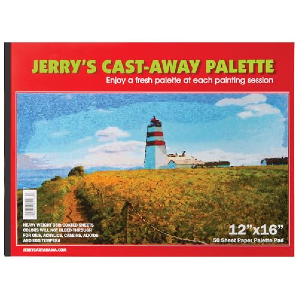 Jerry's Artarama Castaway Disposable Paper Palette Pad,12 x 16, Perfect for Painting, Students, Watercolor Paper, Heavy Coated Sheets for Acrylic and Oil Paint, (50 Sheets)