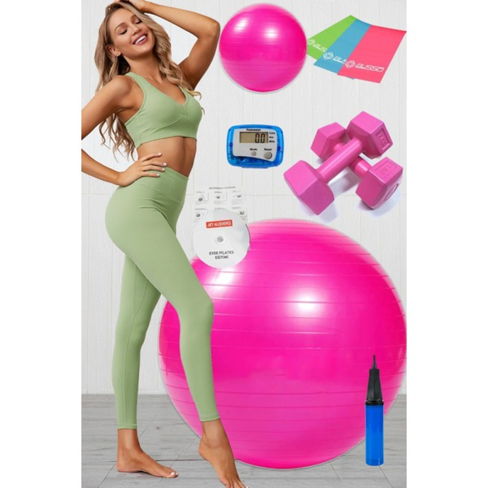 Jet 10 Lu Pilates Topu Seti Takımı 3 Lü Pilates Bandı Lastiği 1 kg Dambıl, Adımsayar Pedometre Pembe Oto Boyaları Fiyatı