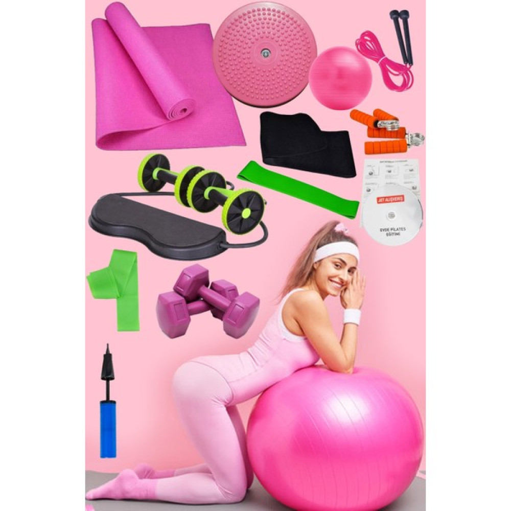 Jet 14 Lü Pilates Topu Seti Plates Minderi 1 kg Dambıl Aerobik Band Squat Tekerlekli Lastikli Spor Aleti Oto Boyaları Fiyatı