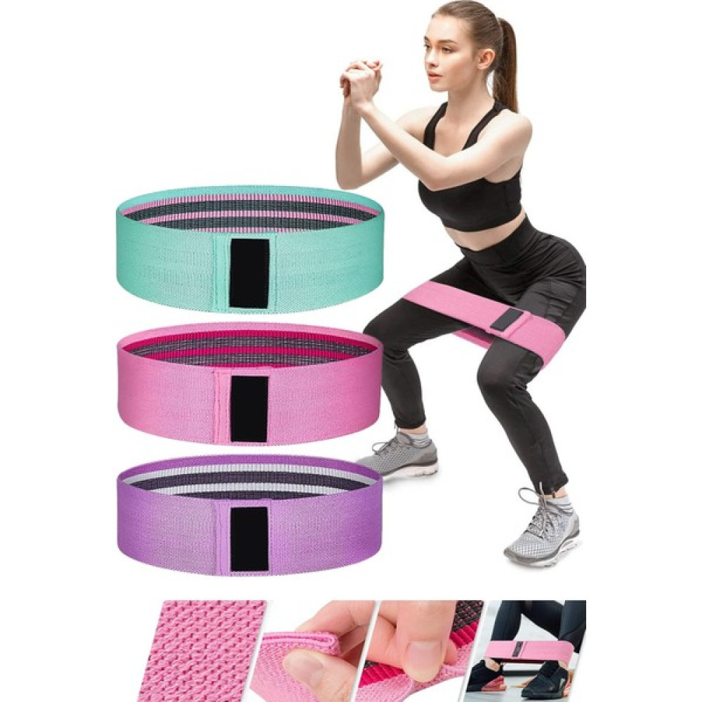 Jet 3 Lü Set Hip Loop Squat Band Direnç Egzersiz Lastiği Kalça Fitness Pilates Dokuma Jimnastik Bandı Oto Boyaları Fiyatı