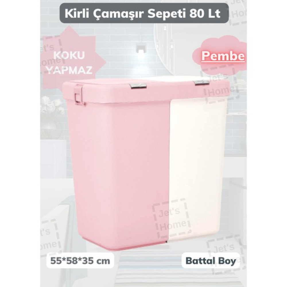 Jet’s Home 2’li Kirli Sepeti Pembe Dokunmatik Çamaşır Sepeti 80 Lt Sepet Fiyatı