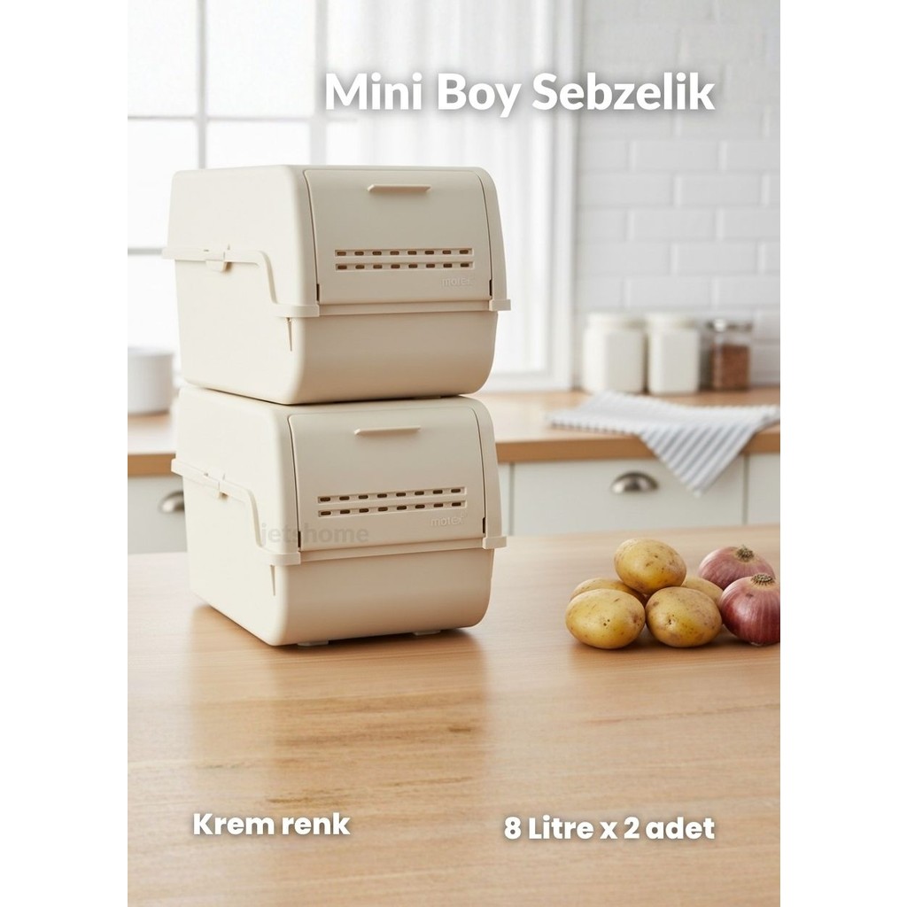 Jet's Home 2\'li Mini Boy Patates Soğan Sepeti Bpa Free Sebzelik Organizer Kutu Motek Krem 8 L Diğer Fiyatı