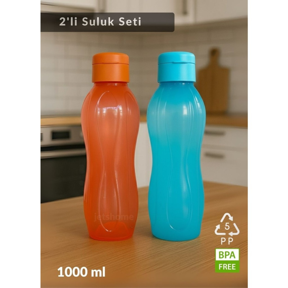 Jet's Home 2’li Su Şişesi Seti 1000 ml Matara, BPA Free, Ev-İş-Spor İçin Mavi-Turuncu PP-5 - Çok Renkli - Ofis Suluğu - 25X10X10 Suluk Fiyatı