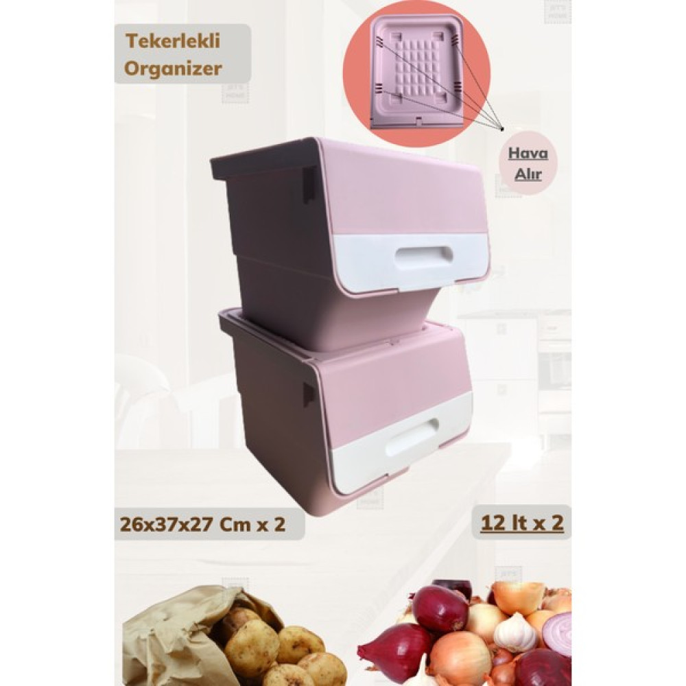 Jet’s Home 2’Li Tekerlekli Patateslik Soğanlık Oyuncak Kutusu Patates Soğan Sepeti Motek Pembe 12 Lt Saklama Kapları Fiyatı