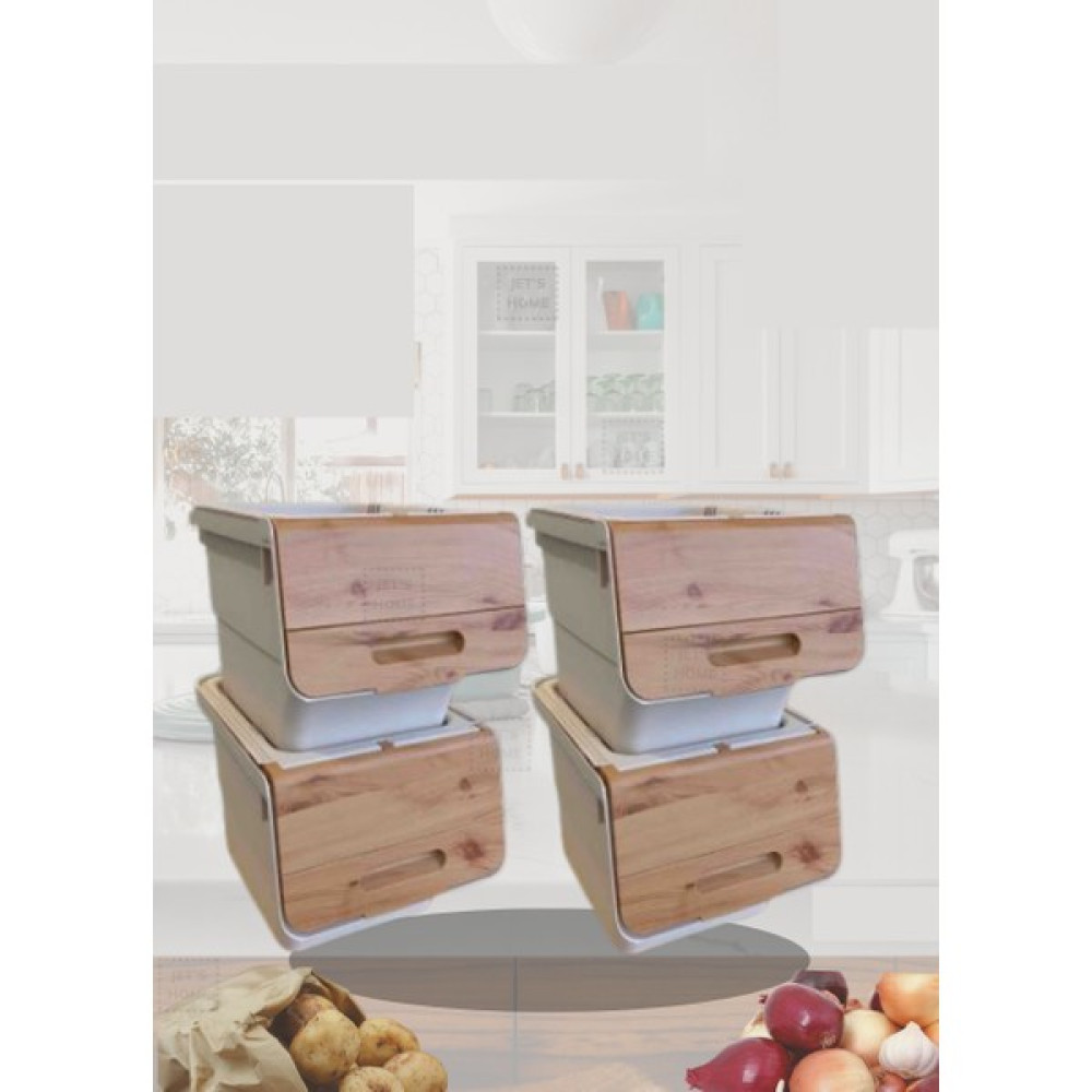 Jet’s Home 4’lü Bambu Organizer Kutu Tekerlekli Patateslik Soğanlık Sepeti 12 Lt Saklama Kapları Fiyatı
