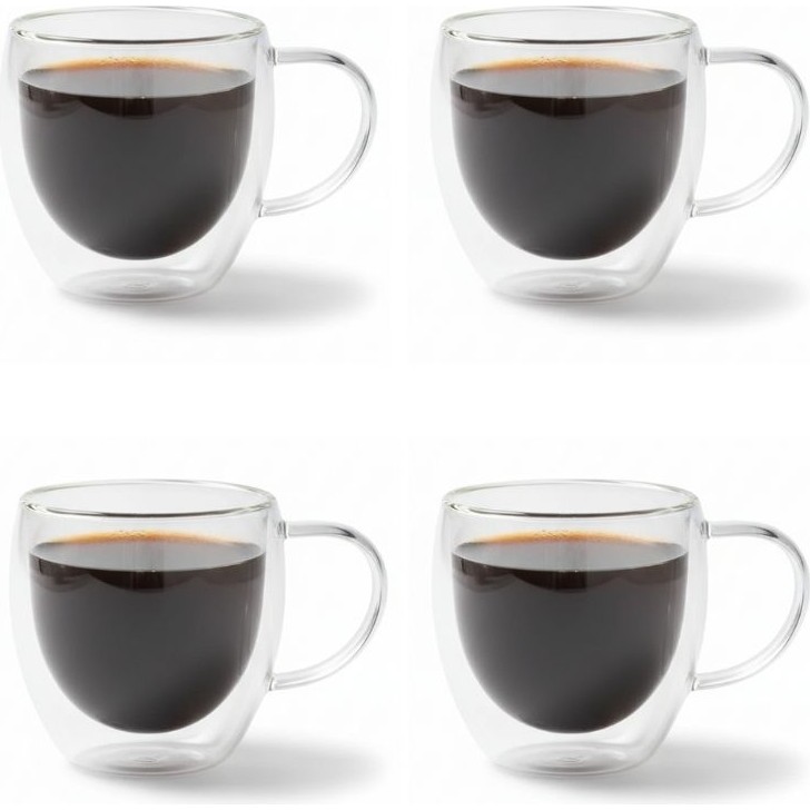 Jet's Home 4’lü Set Kulplu Cappuccino Bardağı Latte Bardağı Çift Cidarlı Americano Bardağı 250 ml Kahve Bardak - Bulaşık makinesinde yıkanmaz - Şeffaf Bulaşık Makineleri Fiyatı