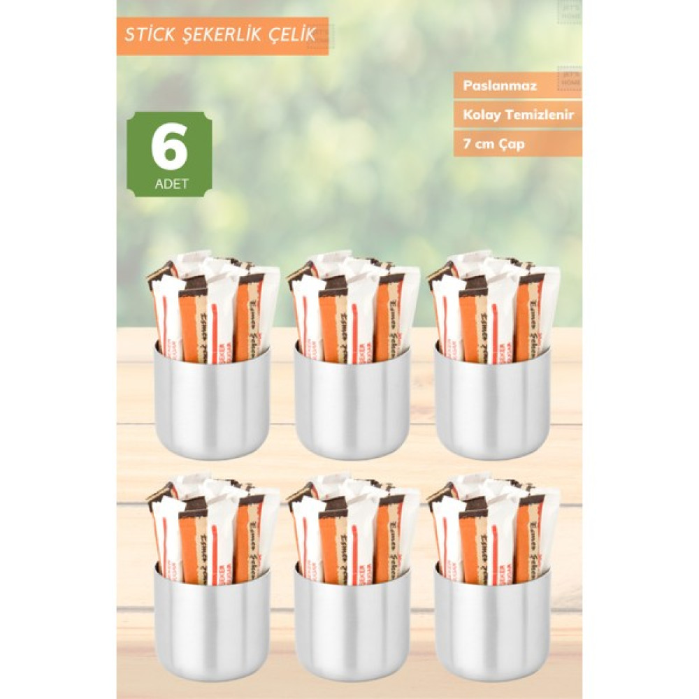 Jet’s Home 6’ Lı Set Şeker Kabı Paslanmaz Stick Şekerlik Çelik 7 cm Inox Kase Fiyatı