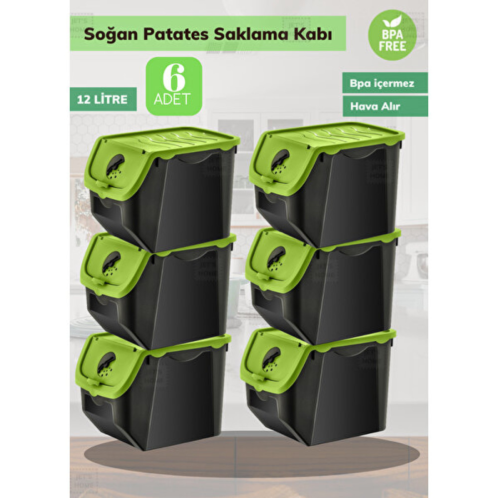 Jet’s Home 6’lı Organizer Patates Soğan Sepeti Havalandırmalı Yeşil - 1 Adet Saklama Kapları Fiyatı
