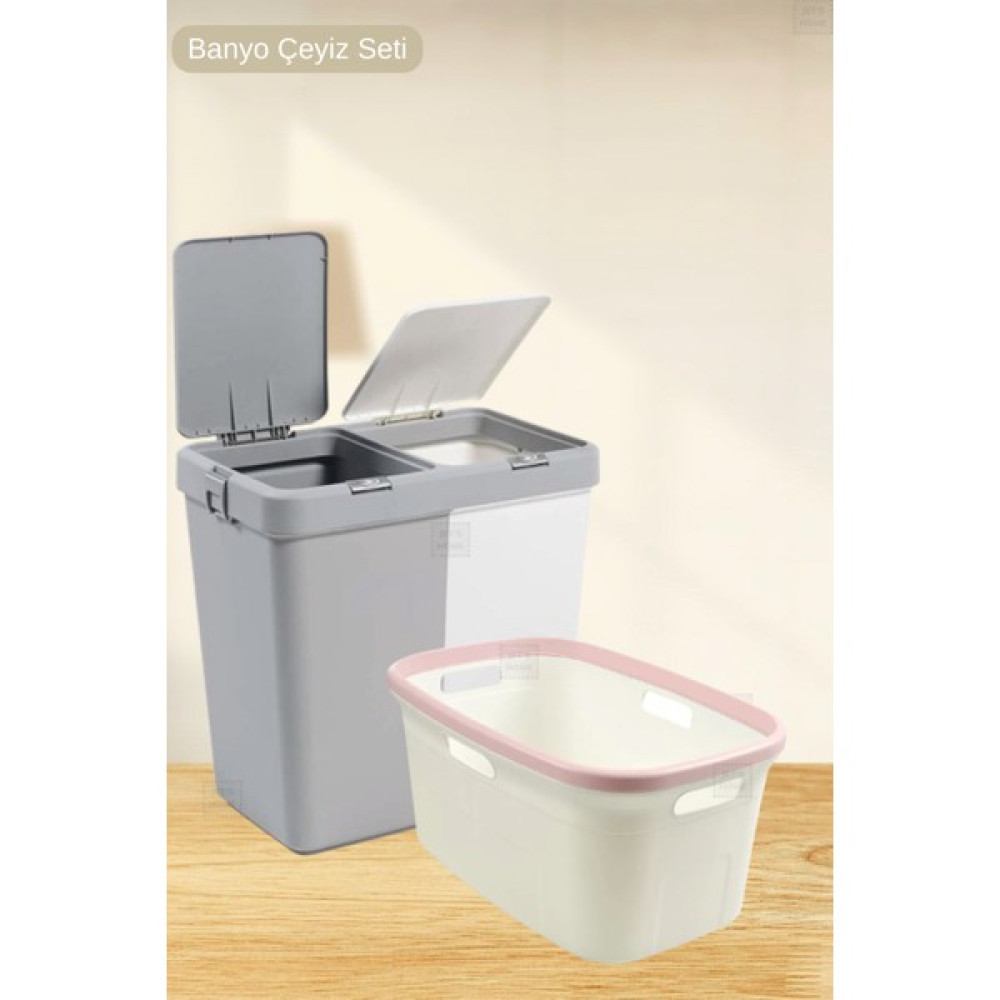 Jet’s Home Çeyiz Seti 80 Lt Kirli Sepeti 20 Lt Çamaşır Selesi Gri Pembe Motek Çamaşır Sepeti Sepet Fiyatı