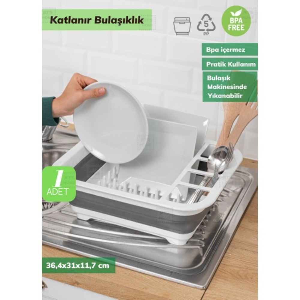 Jet’s Home Katlanır Bulaşıklık Katlanabilir Tezgah Üstü Tabaklık Kaşıklık Pratik Mutfak Gereçleri Fiyatı
