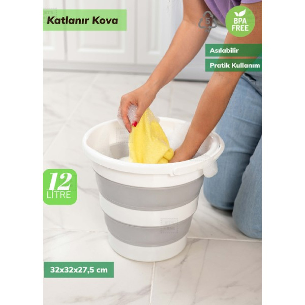 Jet’s Home Katlanır Kova 12 Litre Katlanabilir Kova Pratik Asılabilir Eşya Saklama / Düzenleme Fiyatı