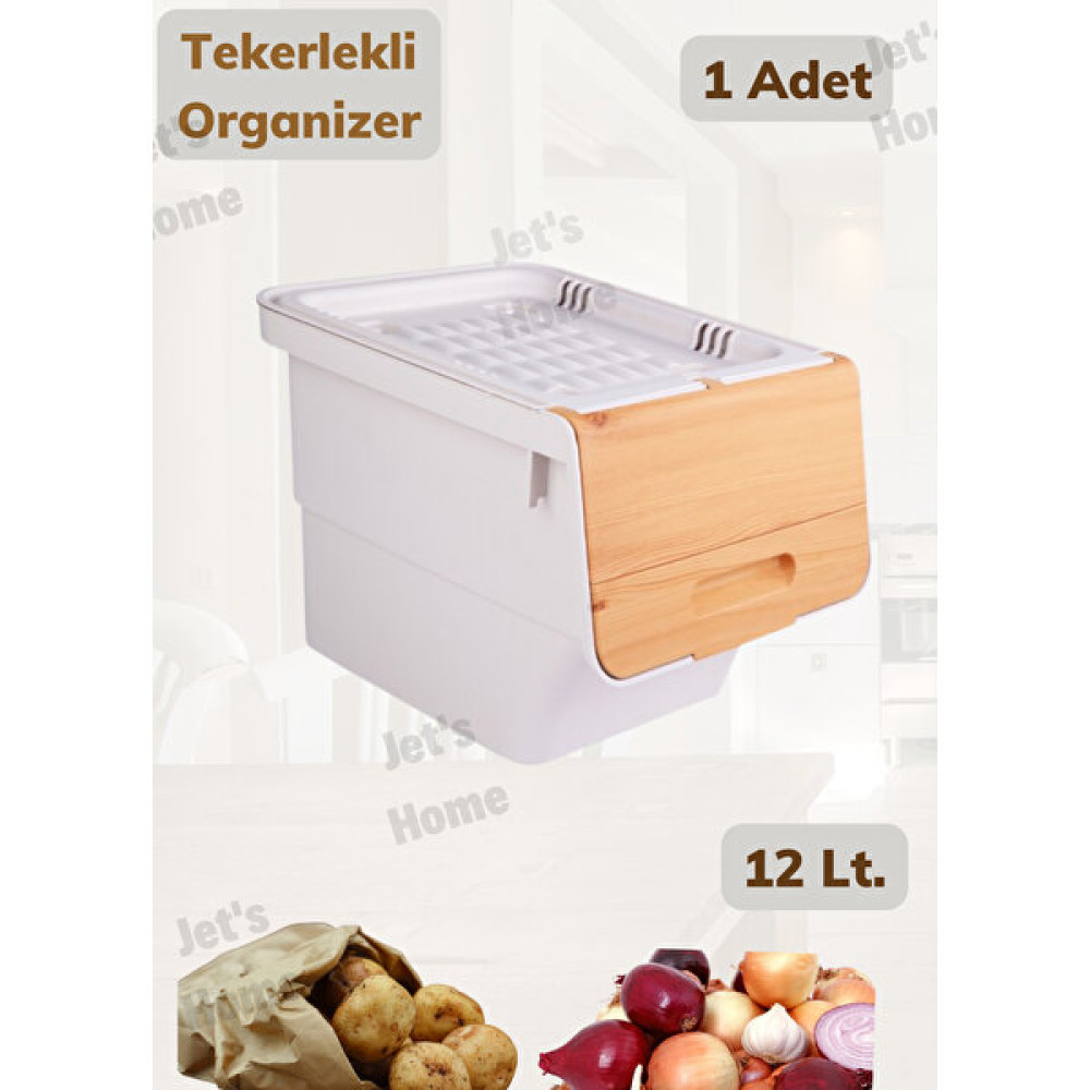 Jet’s Home Tekli Bambu Organizer Kutu Tekerlekli Patateslik Soğanlık Sepet 12 Lt Saklama Kapları Fiyatı